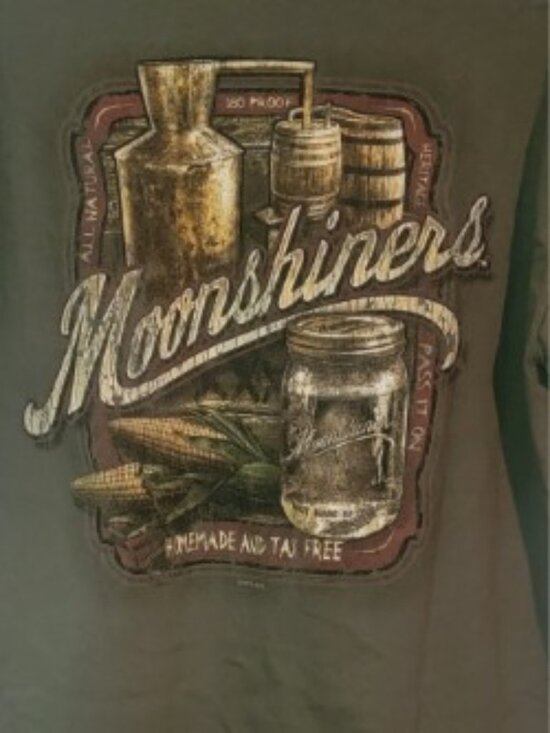 Gildan Other - Moonshiners Graphic T Shirt Men’s L Green Back Print Novelty Tee NWOT